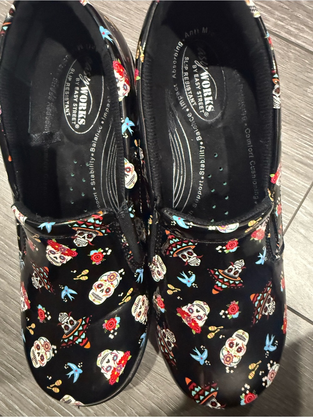 Adult Black Sugar Skull Slip-On Bottoms